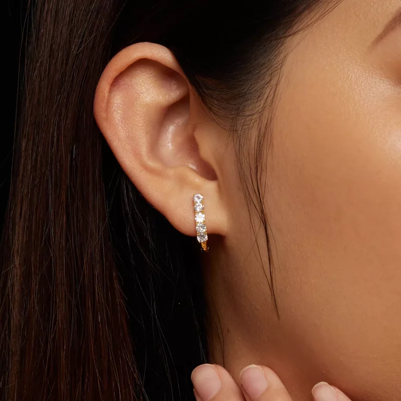 (afbeelding voor) Pandora Stijl U-vormige Moissanite Patroon Hoops Oorbellen - MSE011-B - Bekijken 5