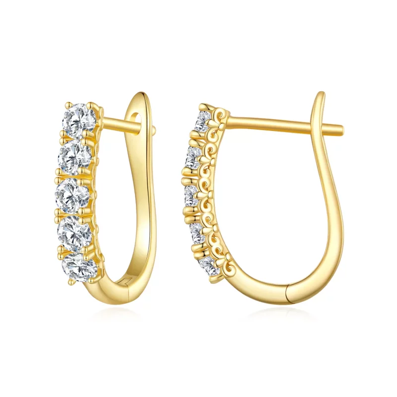 (afbeelding voor) Pandora Stijl U-vormige Moissanite Patroon Hoops Oorbellen - MSE011-B
