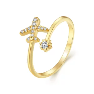 Pandora Stijl Vergulde Afstands Open Ring - SCR623-B (afbeelding voor) Pandora Stijl Vergulde Afstands Open Ring - SCR623-B