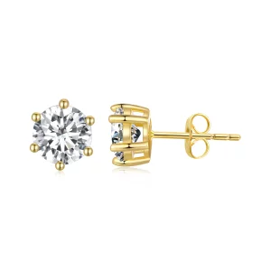 Pandora-stijl vergulde glanzende zirkonia knopjes oorbellen - BSE615-6B (afbeelding voor) Pandora-stijl vergulde glanzende zirkonia knopjes oorbellen - BSE615-6B