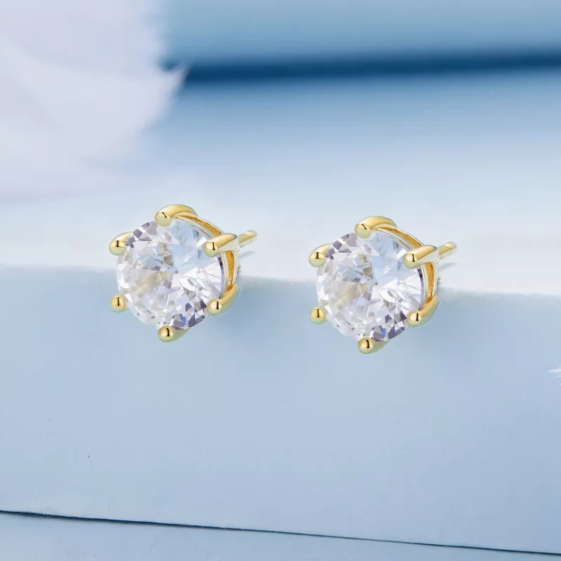 (afbeelding voor) Pandora-stijl Vergulde Glanzende Zirkonia Stud Oorbellen - BSE615-7B - Bekijken 2
