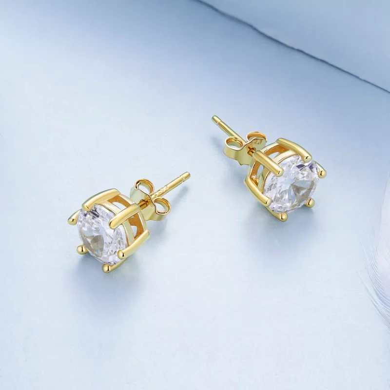 (afbeelding voor) Pandora-stijl Vergulde Glanzende Zirkonia Stud Oorbellen - BSE615-7B - Bekijken 3
