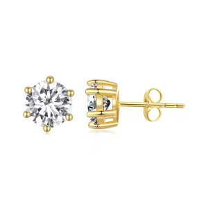 Pandora-stijl Vergulde Glanzende Zirkonia Stud Oorbellen - BSE615-7B (afbeelding voor) Pandora-stijl Vergulde Glanzende Zirkonia Stud Oorbellen - BSE615-7B