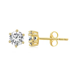 Pandora-stijl Vergulde Glanzende Zirkoon Stud Oorbellen - BSE615-4B (afbeelding voor) Pandora-stijl Vergulde Glanzende Zirkoon Stud Oorbellen - BSE615-4B