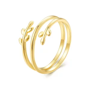 Pandora-stijl vergulde ring met cirkels van bladeren - SCR755-B (afbeelding voor) Pandora-stijl vergulde ring met cirkels van bladeren - SCR755-B