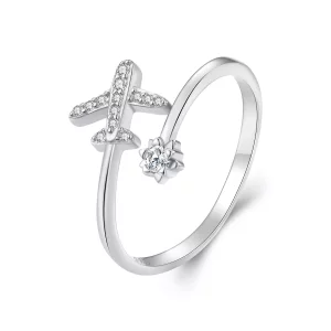 Pandora Stijl Vliegtuig Open Ring - SCR623-A (afbeelding voor) Pandora Stijl Vliegtuig Open Ring - SCR623-A
