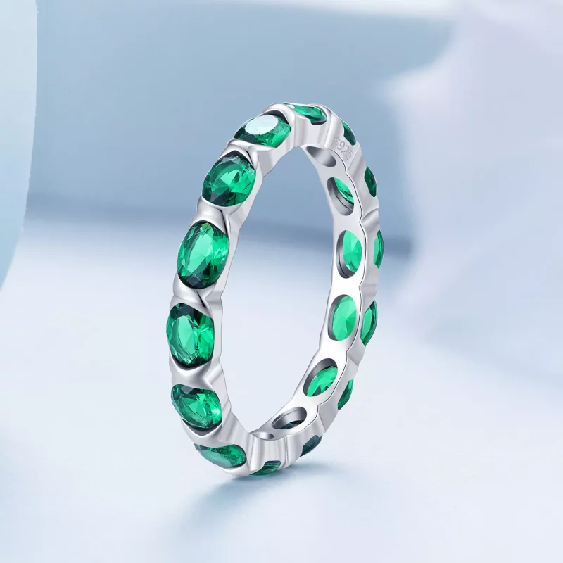 (afbeelding voor) Pandora-stijl volledig bezaaide groene spinelring - BSR432 - Bekijken 2