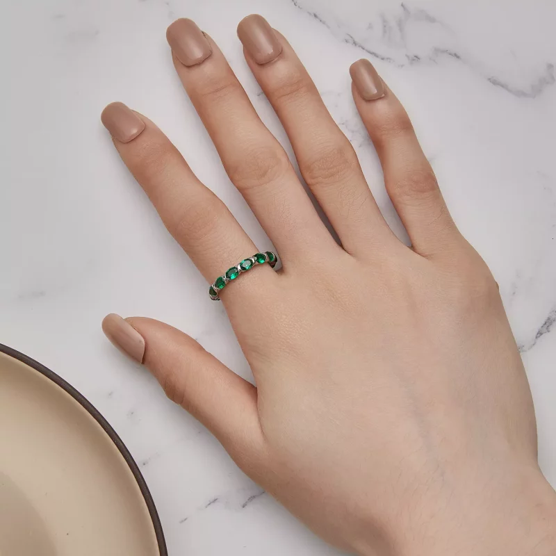 (afbeelding voor) Pandora-stijl volledig bezaaide groene spinelring - BSR432 - Bekijken 4