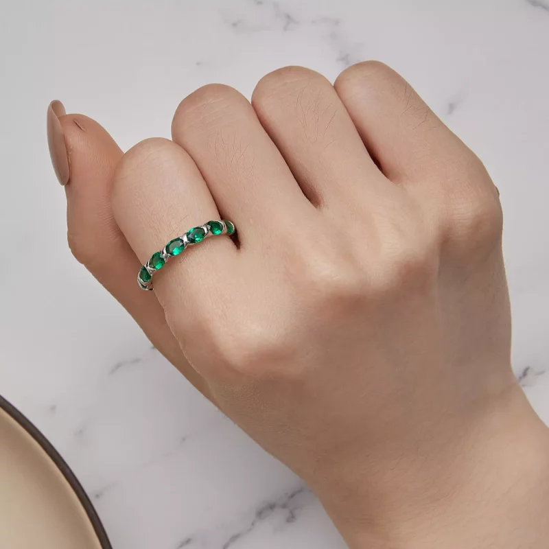 (afbeelding voor) Pandora-stijl volledig bezaaide groene spinelring - BSR432 - Bekijken 5