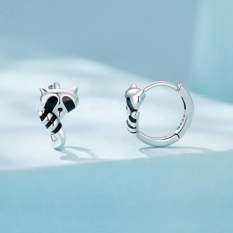 (afbeelding voor) Pandora-stijl Wasbeer Hoops Oorbellen - SCE1603 - Bekijken 2