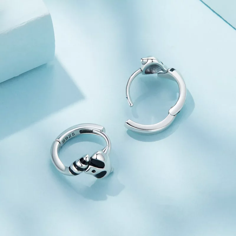 (afbeelding voor) Pandora-stijl Wasbeer Hoops Oorbellen - SCE1603 - Bekijken 4