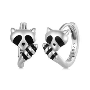 (afbeelding voor) Pandora-stijl Wasbeer Hoops Oorbellen - SCE1603