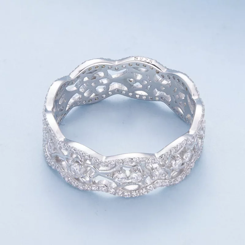 (afbeelding voor) Pandora Stijl Zirkonia Camelia Kant Bloem Uitgesneden Ring - BSR428 - Bekijken 3
