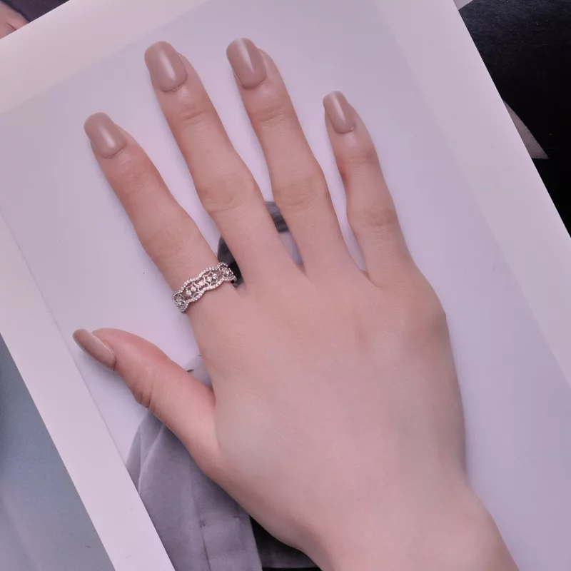 (afbeelding voor) Pandora Stijl Zirkonia Camelia Kant Bloem Uitgesneden Ring - BSR428 - Bekijken 5