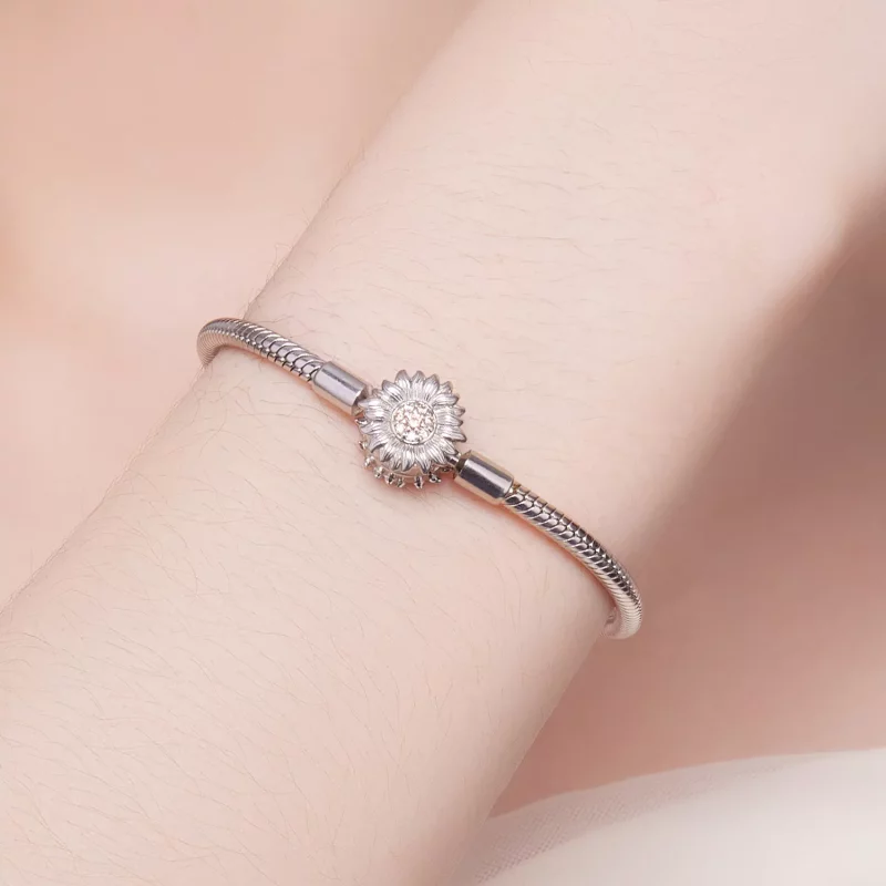 (afbeelding voor) Pandora-stijl Zonnebloem Basis Ketting Armband - BSB123 - Bekijken 7