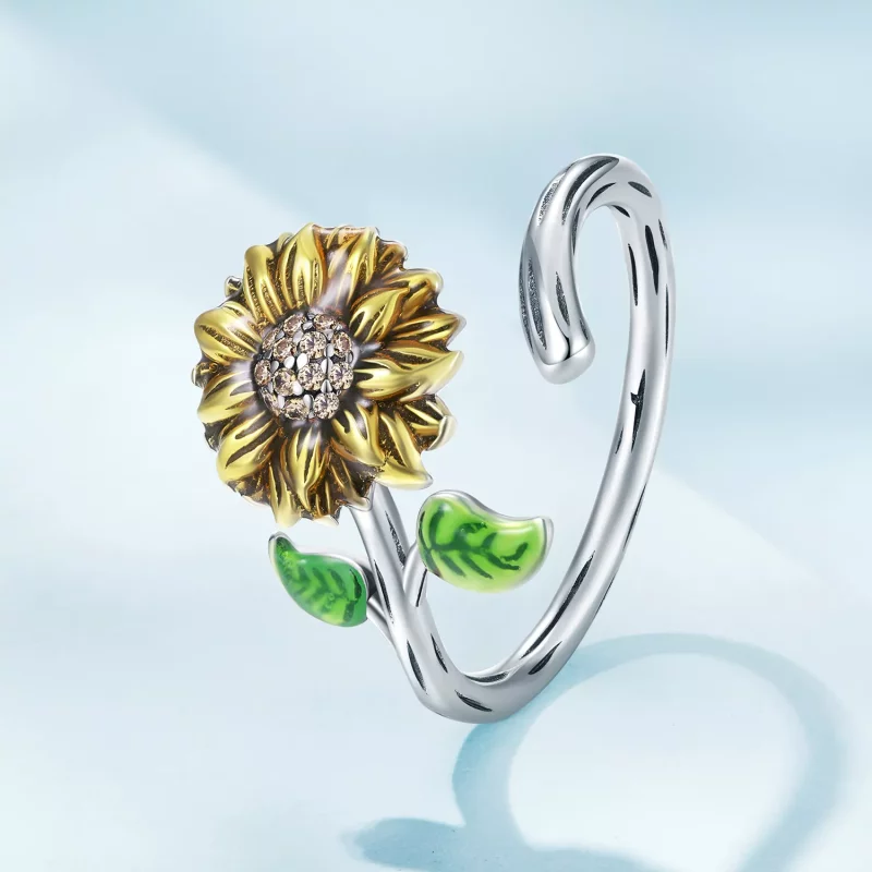 (afbeelding voor) Pandora Stijl Zonnebloem Open Ring - SCR934 - Bekijken 2