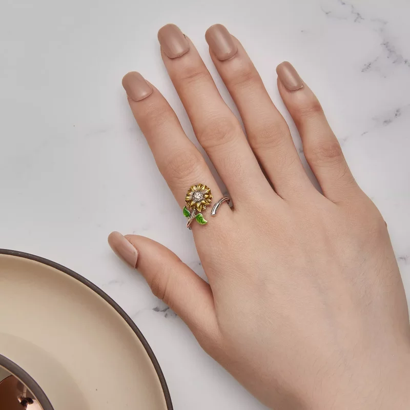 (afbeelding voor) Pandora Stijl Zonnebloem Open Ring - SCR934 - Bekijken 5