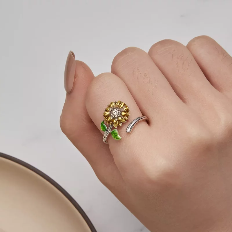 (afbeelding voor) Pandora Stijl Zonnebloem Open Ring - SCR934 - Bekijken 6