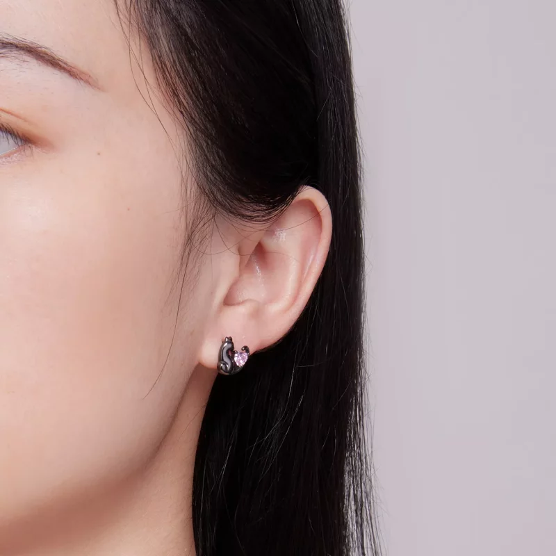 (afbeelding voor) Pandora-stijl Zwarte Katten Stud Oorbellen - SCE1591-D - Bekijken 5