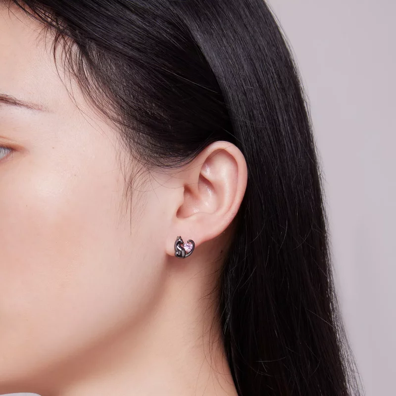 (afbeelding voor) Pandora-stijl Zwarte Katten Stud Oorbellen - SCE1591-D - Bekijken 7