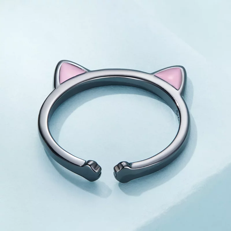 (afbeelding voor) Pandora-stijl Zwarte Kattenoren Open Ring - SCR922 - Bekijken 3