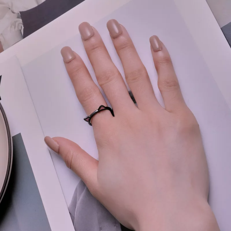 (afbeelding voor) Pandora-stijl Zwarte Kattenoren Open Ring - SCR922 - Bekijken 4