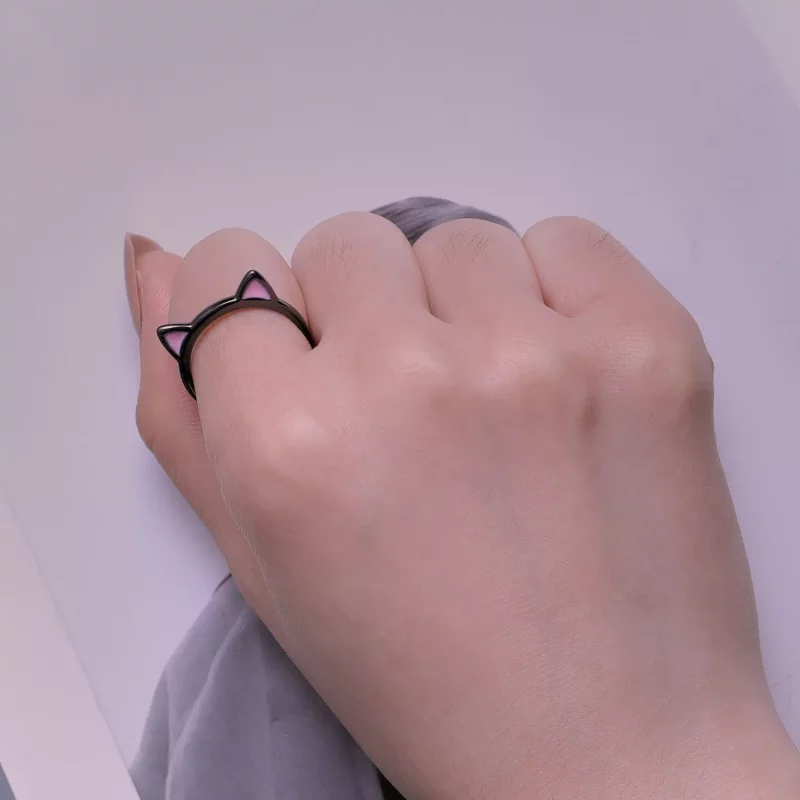 (afbeelding voor) Pandora-stijl Zwarte Kattenoren Open Ring - SCR922 - Bekijken 5