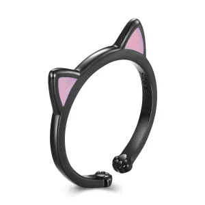 (afbeelding voor) Pandora-stijl Zwarte Kattenoren Open Ring - SCR922