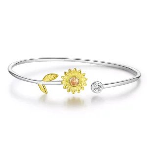 Pandora Style Bicolor verse madeliefjes Open Bangle - BSB045 (afbeelding voor) Pandora Style Bicolor verse madeliefjes Open Bangle - BSB045
