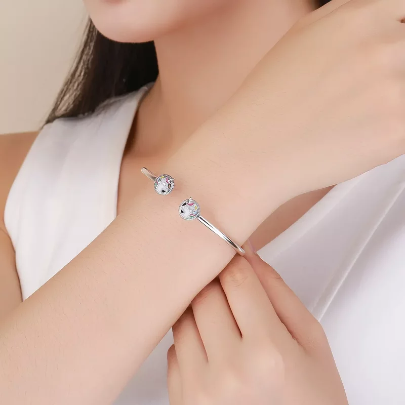 (afbeelding voor) Pandora Style Eenhoorn geheugen Open Bangle - SCB082 - Bekijken 2