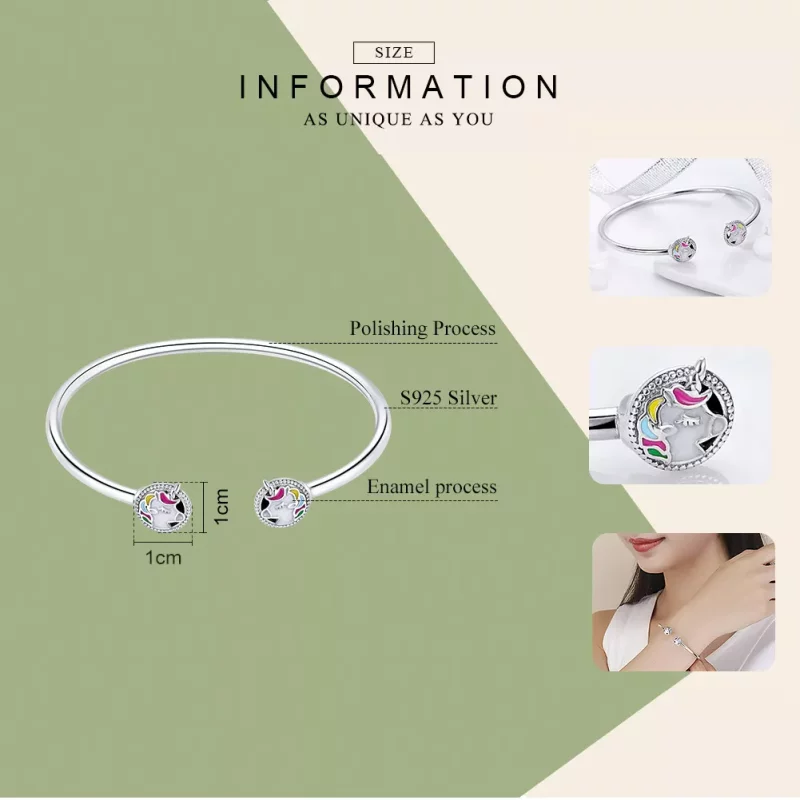 (afbeelding voor) Pandora Style Eenhoorn geheugen Open Bangle - SCB082 - Bekijken 5