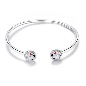Pandora Style Eenhoorn geheugen Open Bangle - SCB082 (afbeelding voor) Pandora Style Eenhoorn geheugen Open Bangle - SCB082
