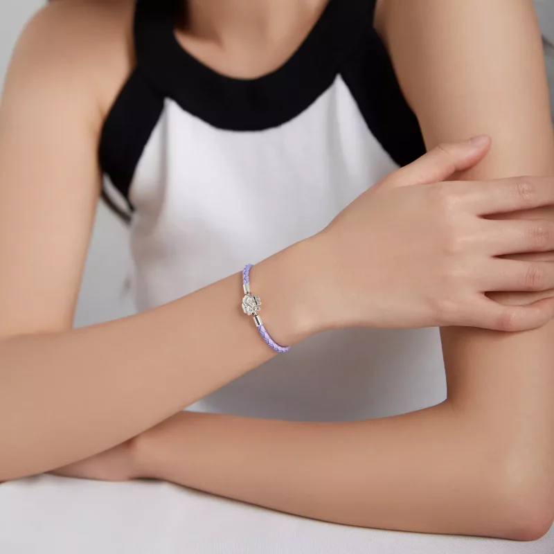 (afbeelding voor) Pandora Style Klavertje vier Leren armband - SCB214 - Bekijken 5