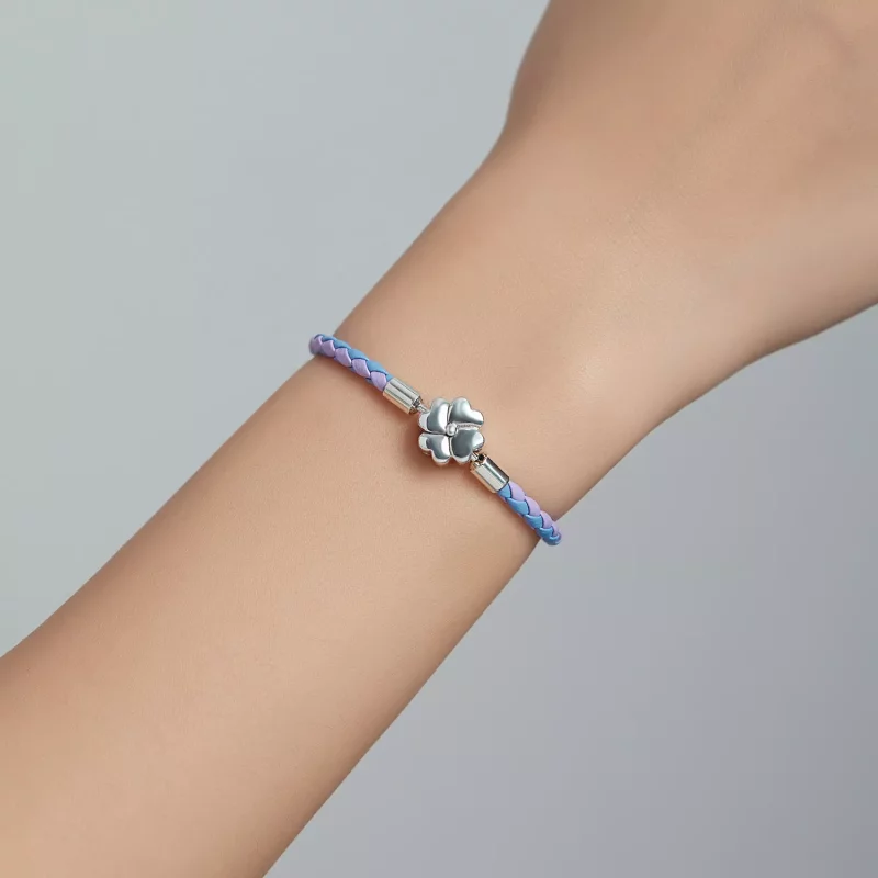 (afbeelding voor) Pandora Style Klavertje vier Leren armband - SCB214 - Bekijken 7
