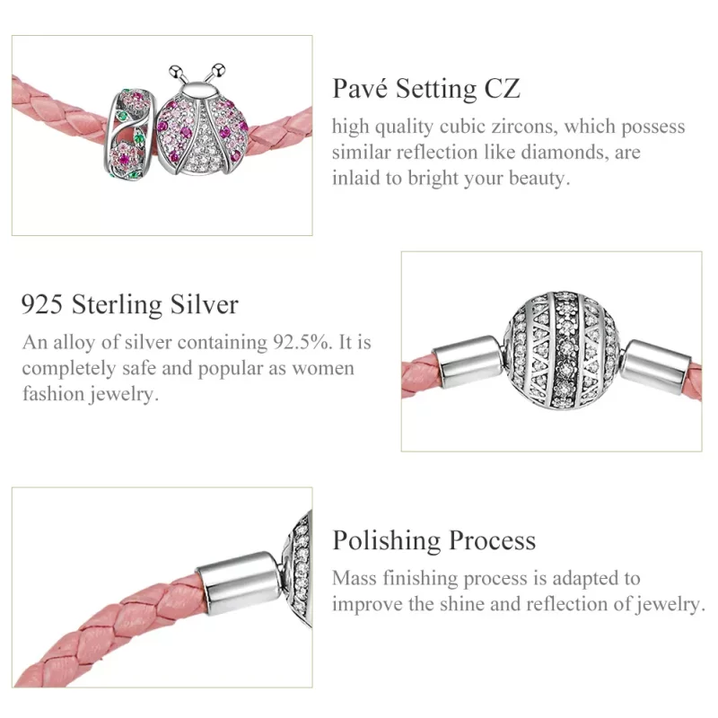 (afbeelding voor) Pandora Style Lieveheersbeestje Leren armband - SCB823 - Bekijken 6