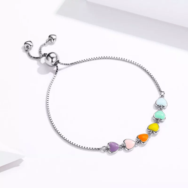 (afbeelding voor) Pandora Style Regenboog Harten Armband - SCB158 - Bekijken 3