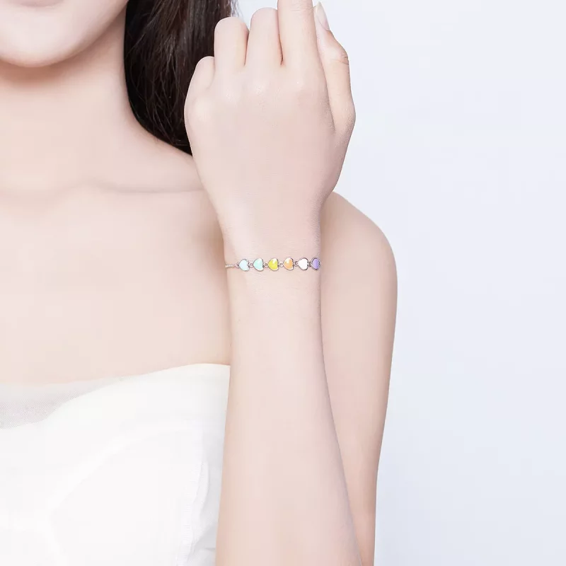 (afbeelding voor) Pandora Style Regenboog Harten Armband - SCB158 - Bekijken 5
