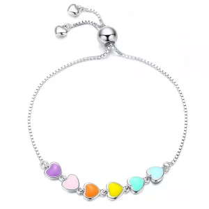 Pandora Style Regenboog Harten Armband - SCB158 (afbeelding voor) Pandora Style Regenboog Harten Armband - SCB158