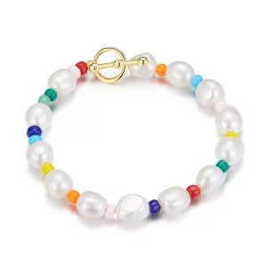 (afbeelding voor) Pandora Style Regenboog Parel Armband - BSB074