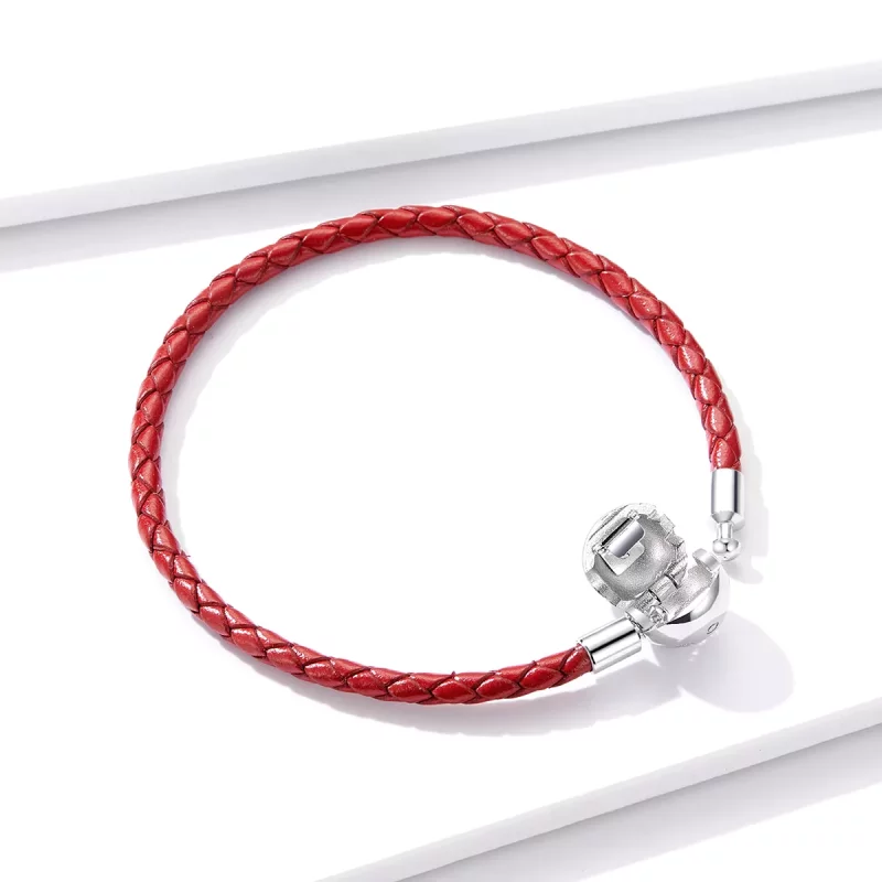 (afbeelding voor) Pandora Style Rood Leer Leren armband - BSB042 - Bekijken 4