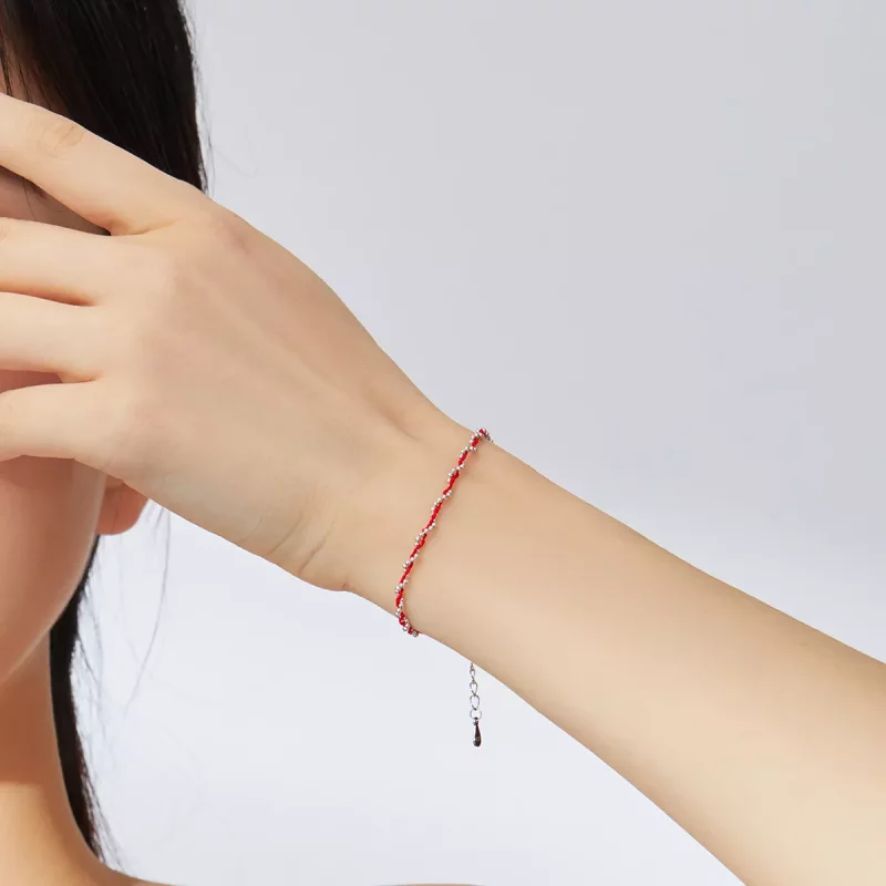 (afbeelding voor) Pandora Style Rood touw Koordarmbanden - SCB173-RD - Bekijken 3