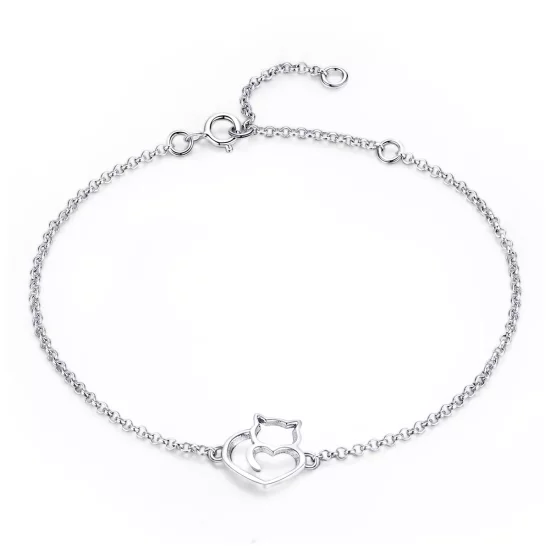 (afbeelding voor) Pandora Style Rose Schattige kat Armband - SCB102-C