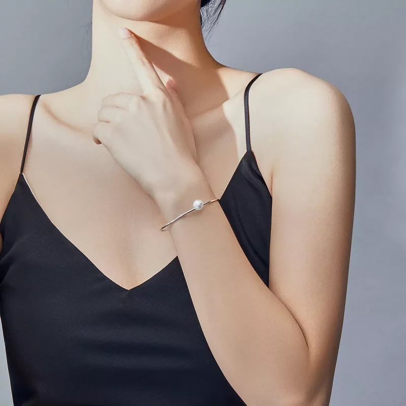 (afbeelding voor) Pandora Style Stille Parel Open Bangle - SCB168 - Bekijken 5