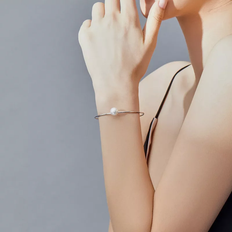 (afbeelding voor) Pandora Style Stille Parel Open Bangle - SCB168 - Bekijken 6