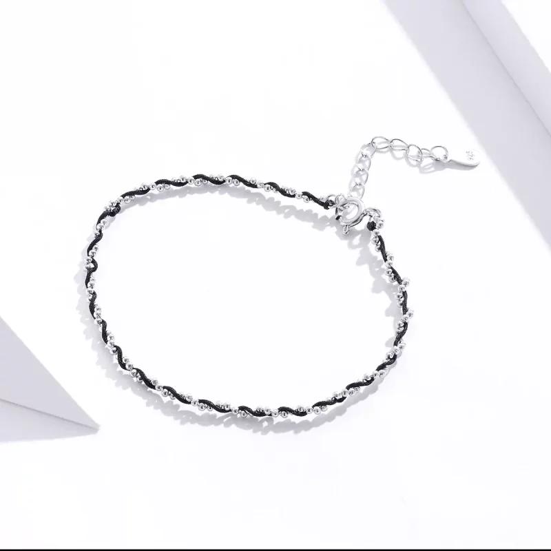 (afbeelding voor) Pandora Style Zwart touw Koordarmbanden - SCB173-BK - Bekijken 3