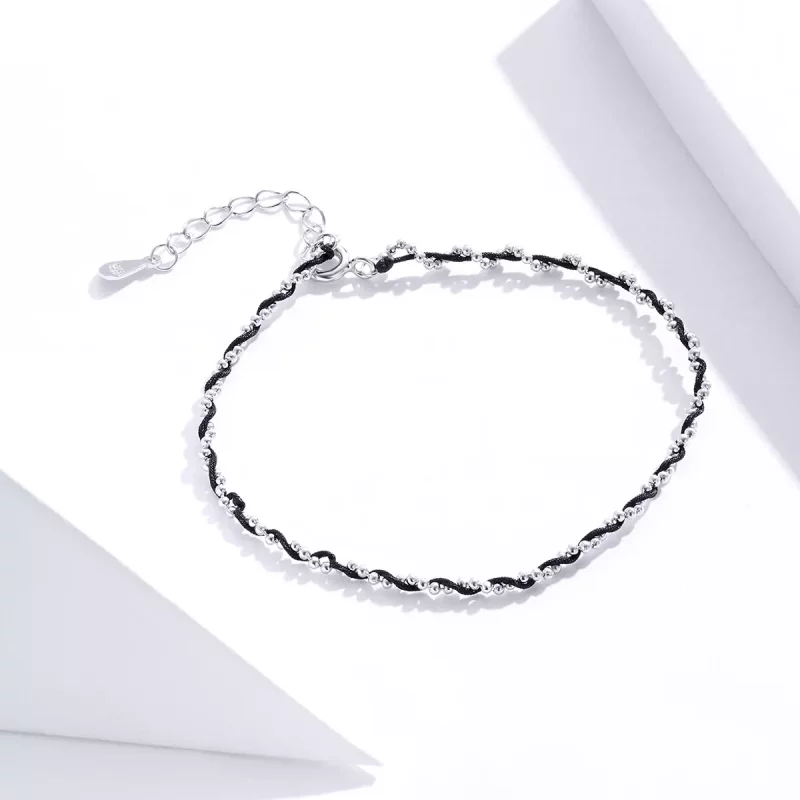 (afbeelding voor) Pandora Style Zwart touw Koordarmbanden - SCB173-BK - Bekijken 4