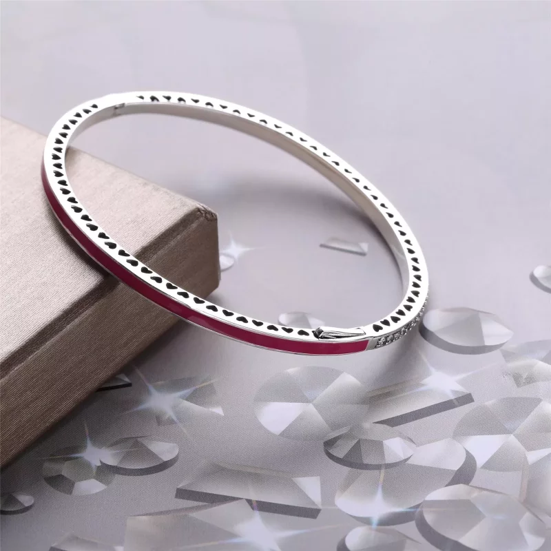 (afbeelding voor) Cerise Radiant Hearts Of Pandora Bangle - 590537En69 - Bekijken 3