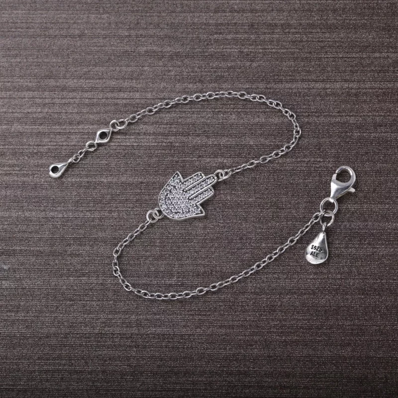(afbeelding voor) PANDORA HaMSa Hand Silver Armband With Cubic Zirconia - 590505CZ - Bekijken 2