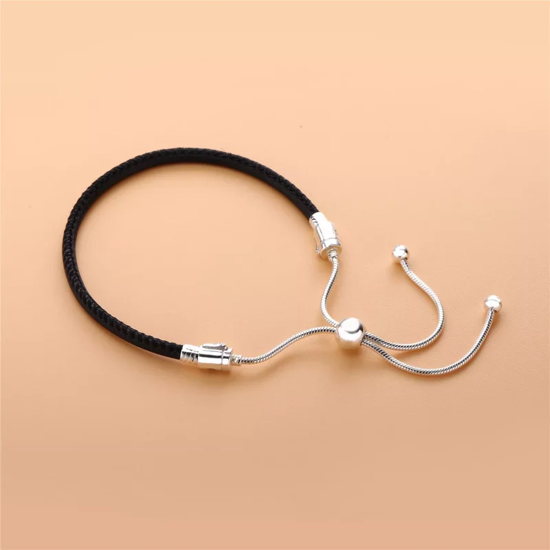 (afbeelding voor) Pandora Leren Sliding Armband, Zwart 597225CBK - Bekijken 2