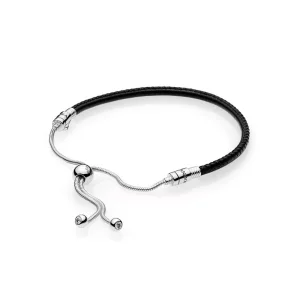 Pandora Leren Sliding Armband, Zwart 597225CBK (afbeelding voor) Pandora Leren Sliding Armband, Zwart 597225CBK